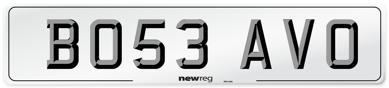 BO53 AVO Number Plate from New Reg